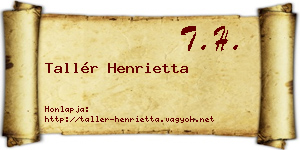 Tallér Henrietta névjegykártya